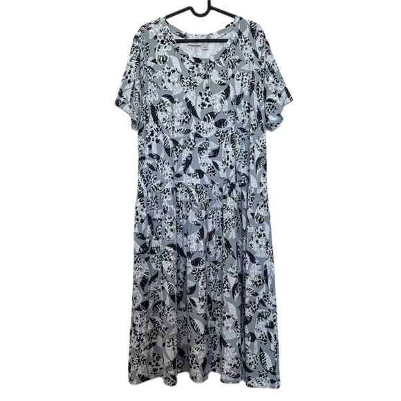 NWT LOGO by Lori Goldstein Sadie Stretch Jersey Short Sleeve Midi Dress Large - Picture 2 of 9